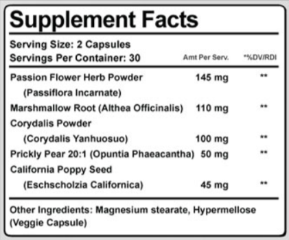 Nerve Control 911 Supplement Fact